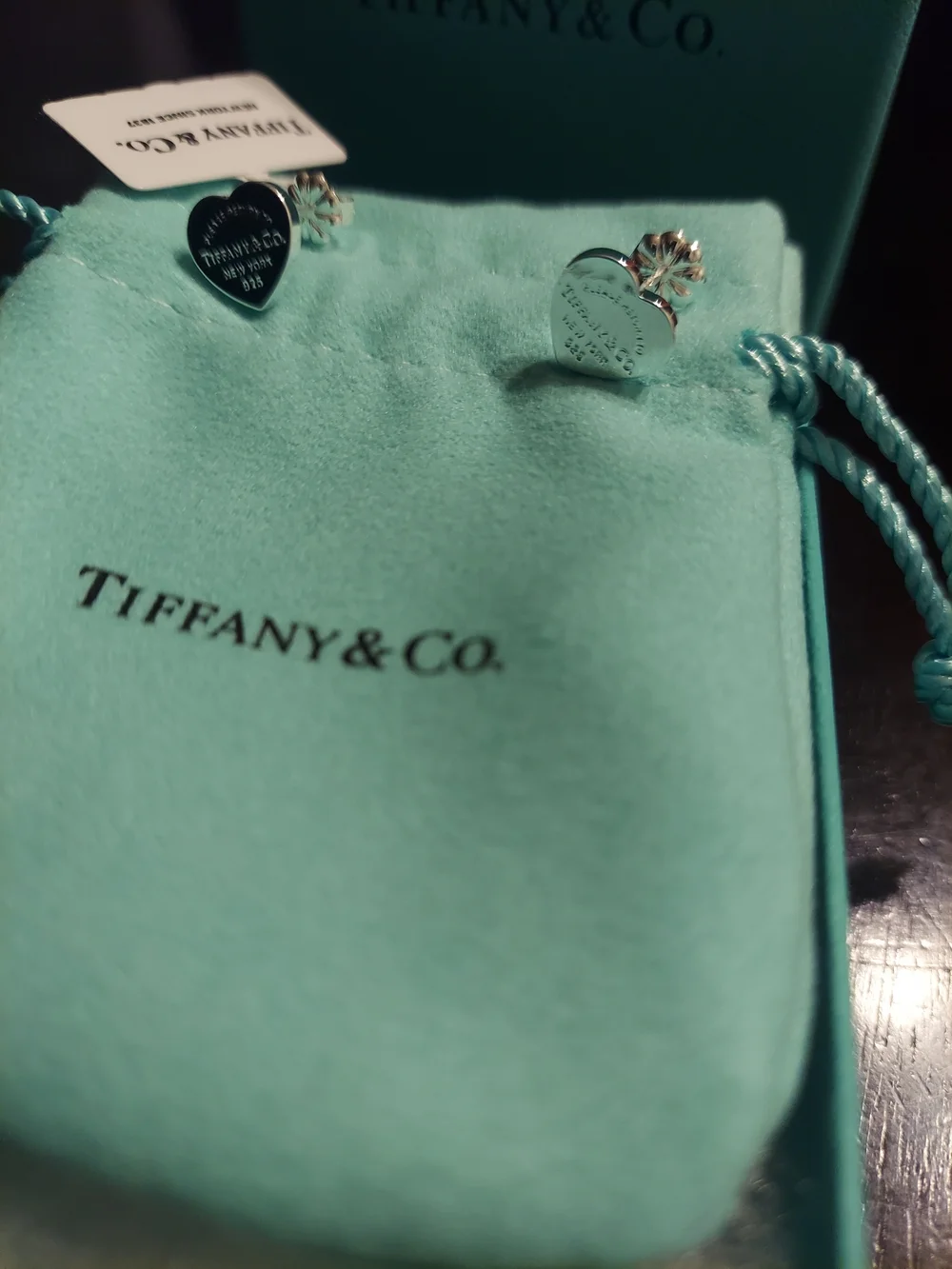 Tiffany & Co. Sterling Silver Heart Stud Earrings with Signature Blue Box - Picture 5 of 5
